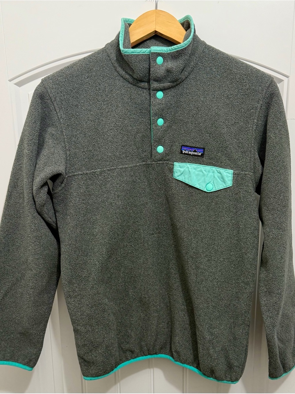 Patagonia Synchilla Snap T Womens XS Lightweight Fleece Pullover 25455 Gray Aqua